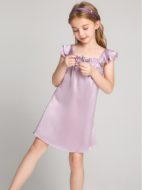 19 Momme Sweet Ruffled Silk Dress for Girls